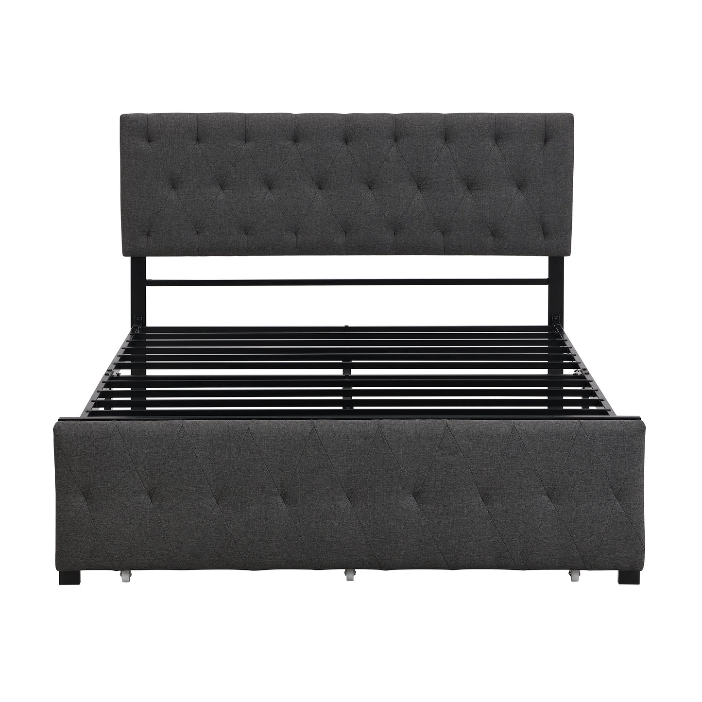 Apex Full Size Storage Bed Metal Platform Bed with Drawer - Gray