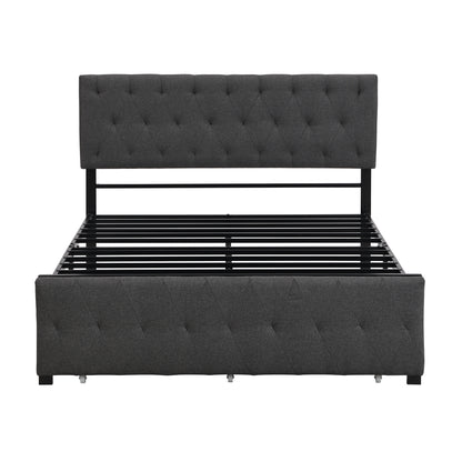 Apex Full Size Storage Bed Metal Platform Bed with Drawer - Gray
