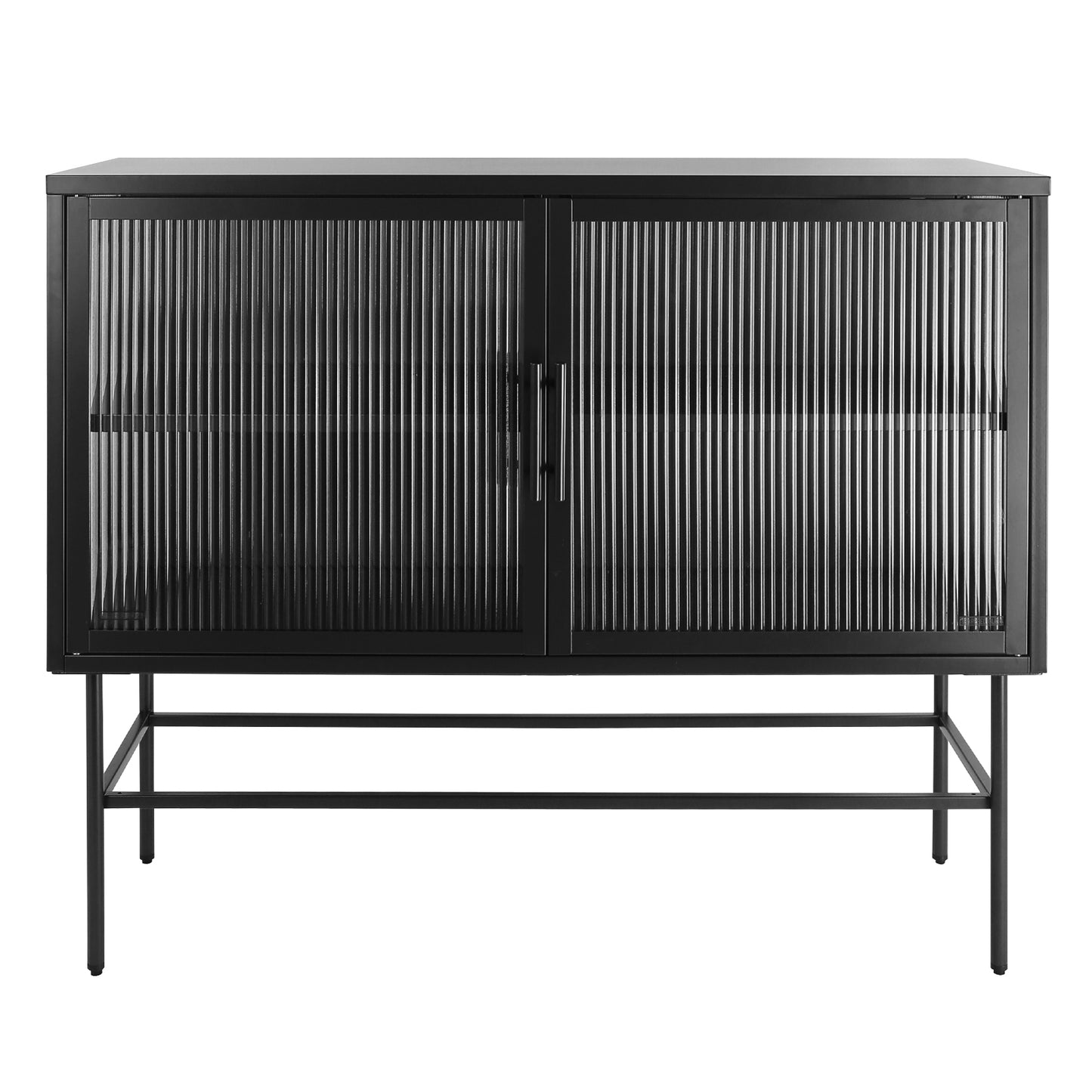 Pratt II Double Door Tempered Glass Sideboard - Black