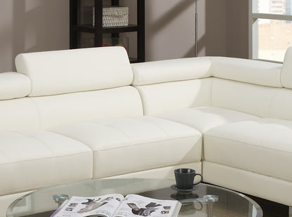 Akira Sectional Sofa Adjustable Headrest - White