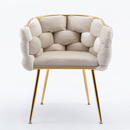 Luna Luxury Modern Velvet Chair - Beige
