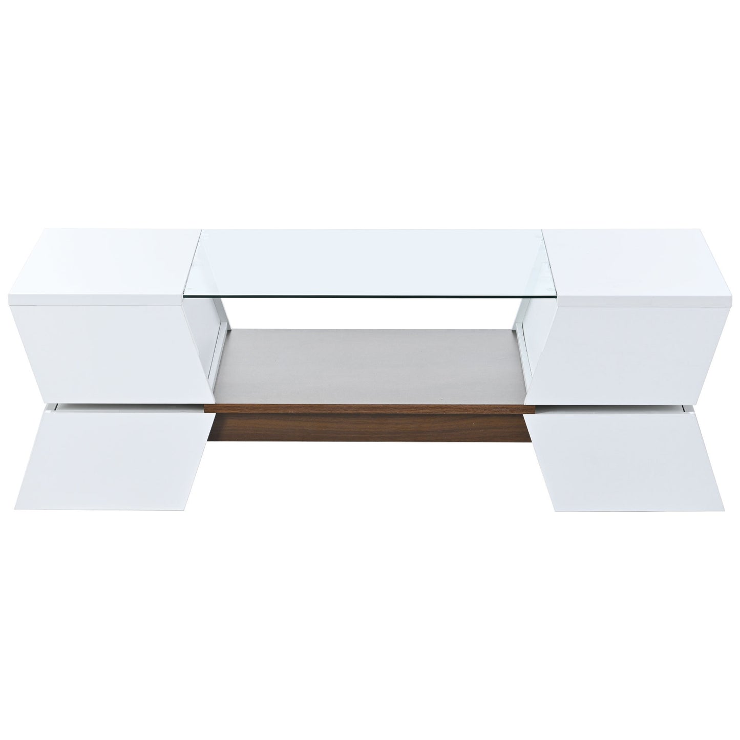 Geo Storage Glass-Top Coffee Table - White