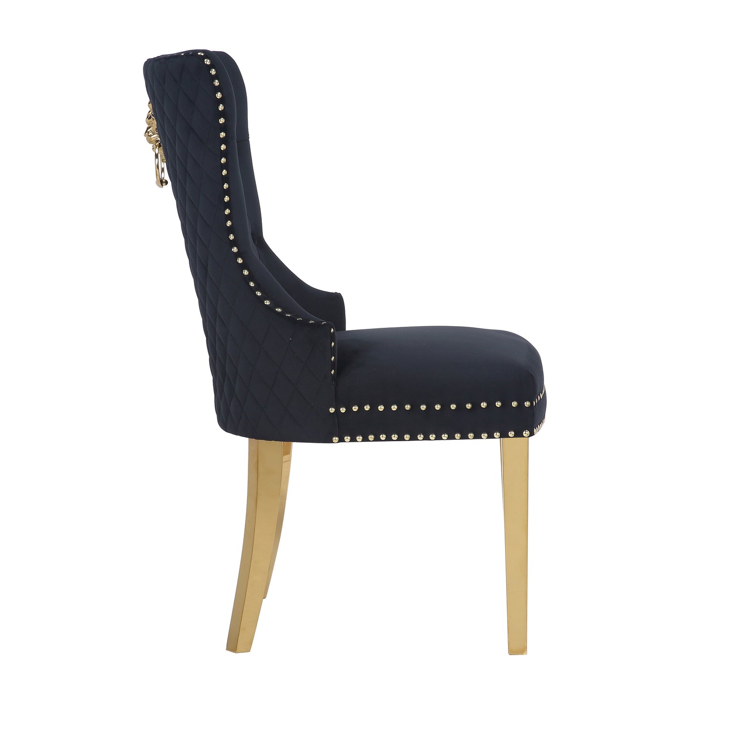 Newton Dining Velvet Chair (Set of 2)- Black