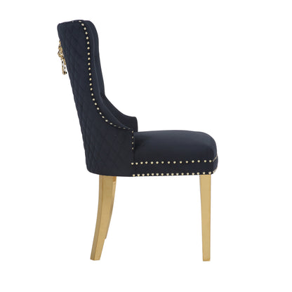 Newton Dining Velvet Chair (Set of 2)- Black