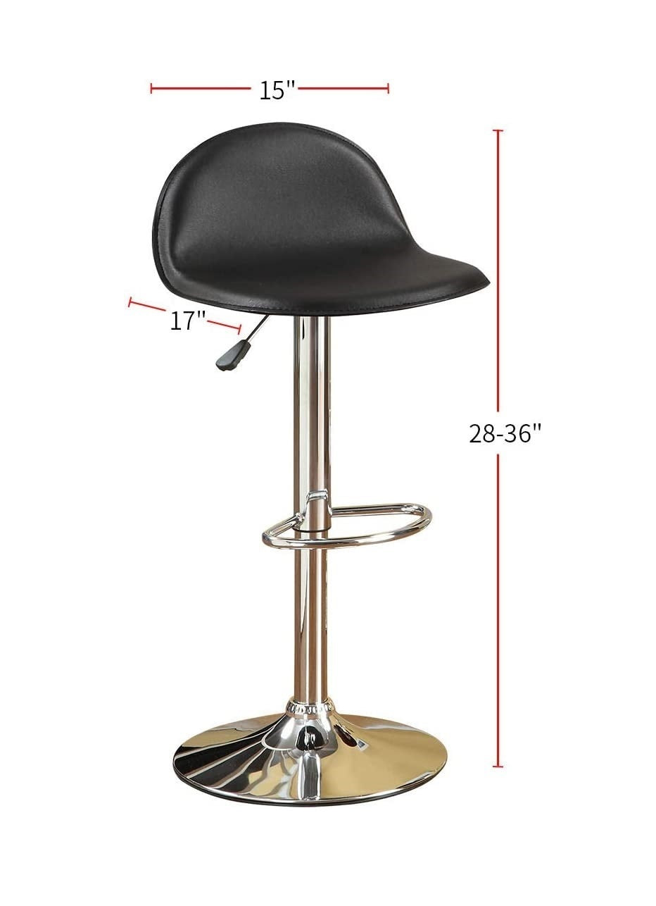 Faux Leather Stool Adjustable Height Chairs - Black Set of 2