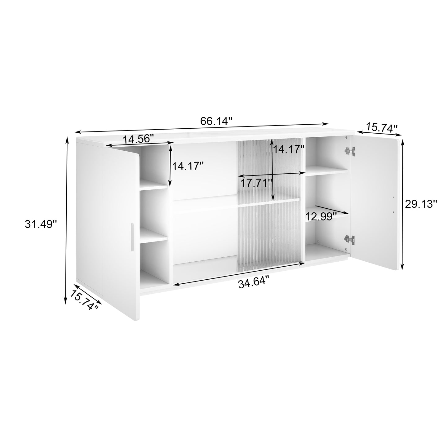 Asiya Wooden Side Cabinets with Glass Doors - White