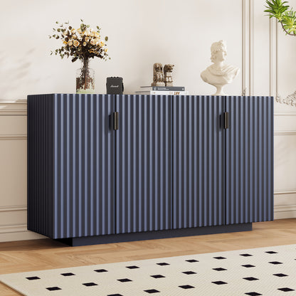Lyons 4 Wavy Doors Ample Storage Space Sideboar - Navy Blue