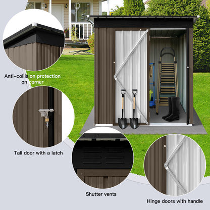 Morton 5 X 4 ft Metal Garden Sheds Outdoor Storage - Green