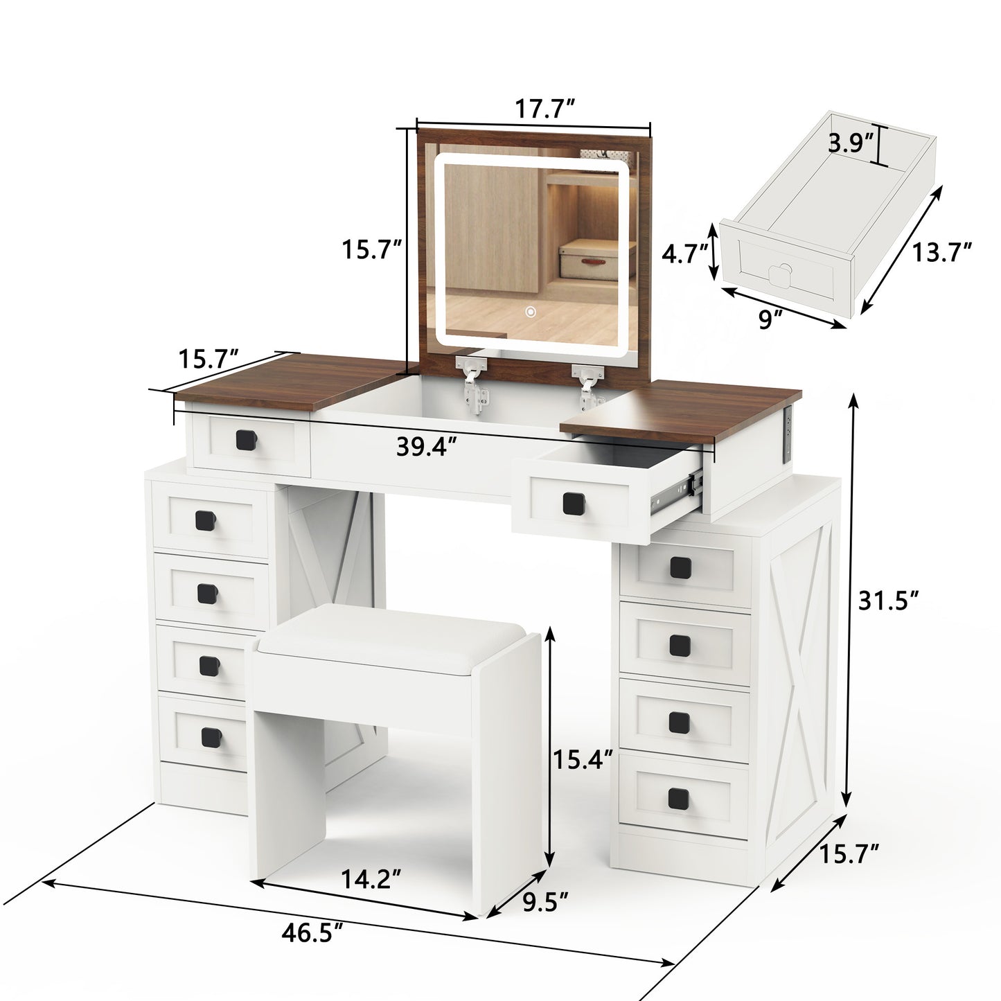 Cleo II Makeup Vanity Desk Set