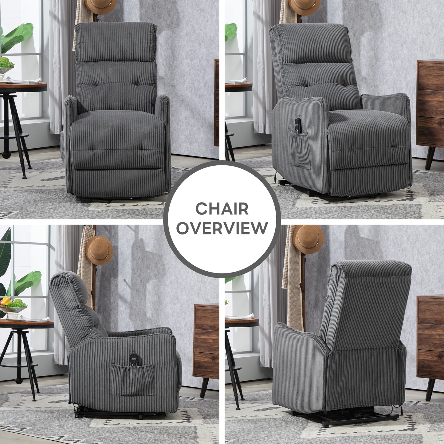 Fraser Electric Recliner Chair - Dark Gray