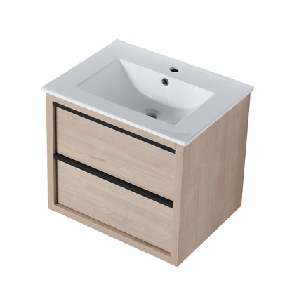 Bathroom Vanity with 2 Soft Close drawers and White Ceramic Basin
