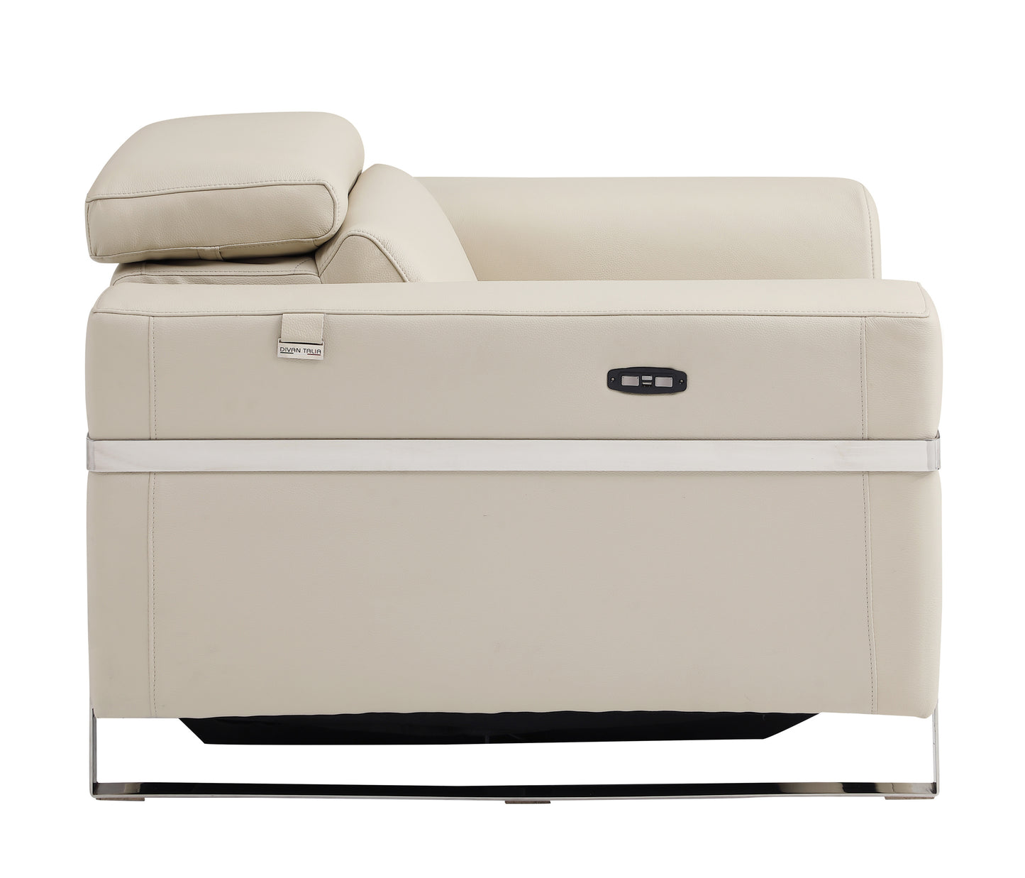 Regal Top Grain Italian Leather Loveseat with Power Recliner - Beige