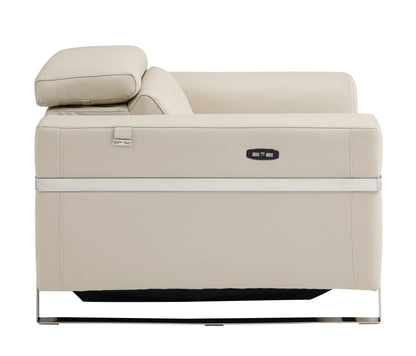 Regal Top Grain Italian Leather Loveseat with Power Recliner - Beige