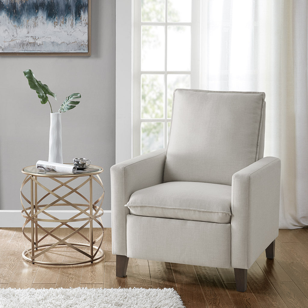 Hugo Upholstered Manual Push Back Recliner - Ivory