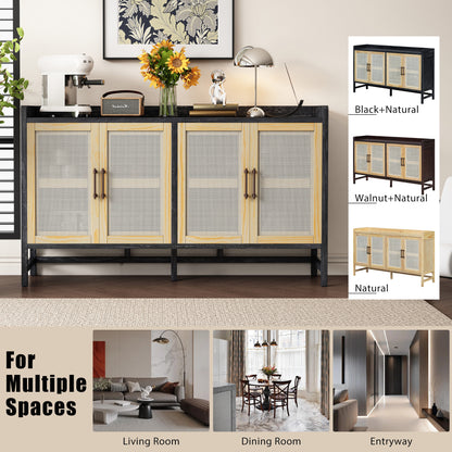 Hana Rattan Doors Sideboard Buffet - Black