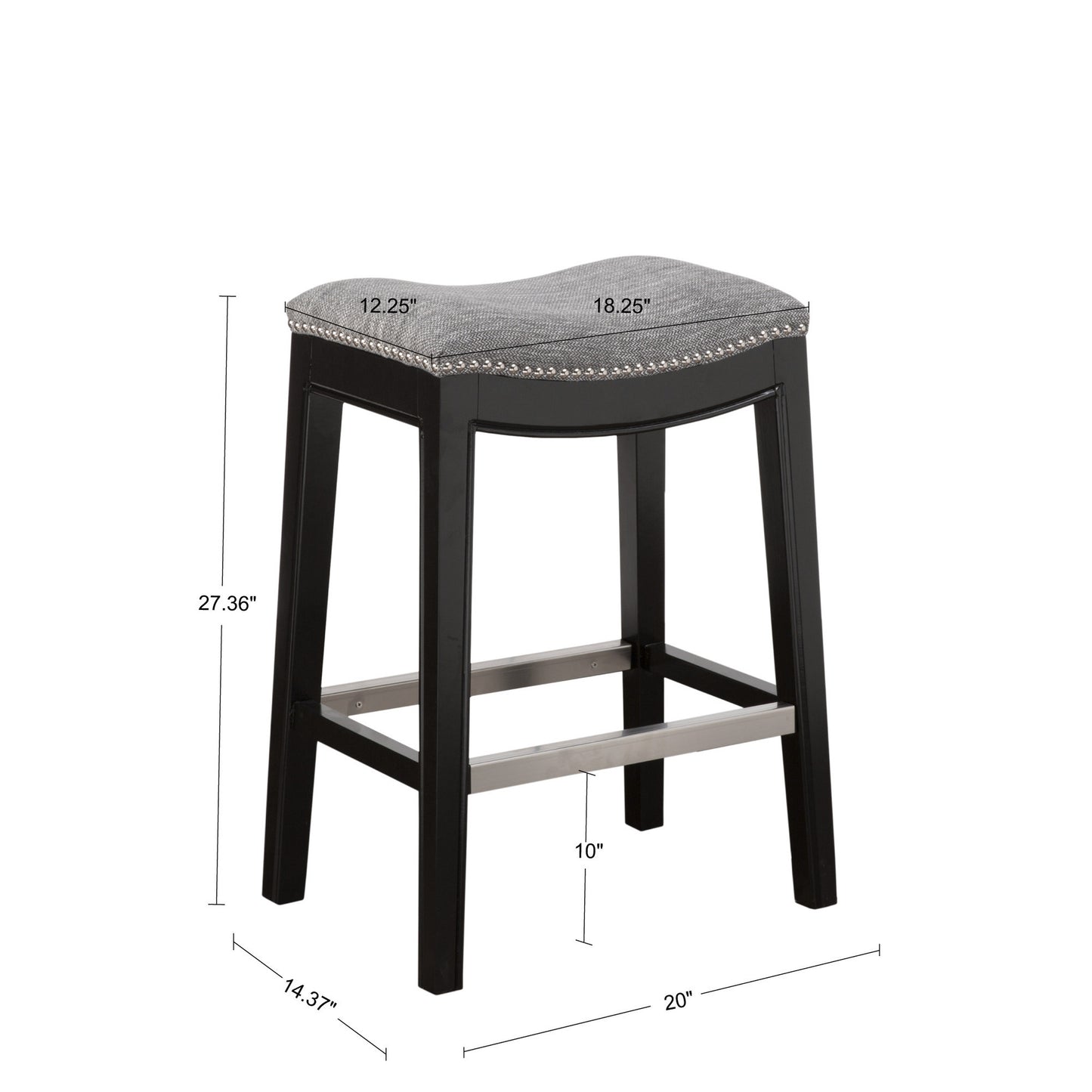 Saddle Counter Stool  - Gray