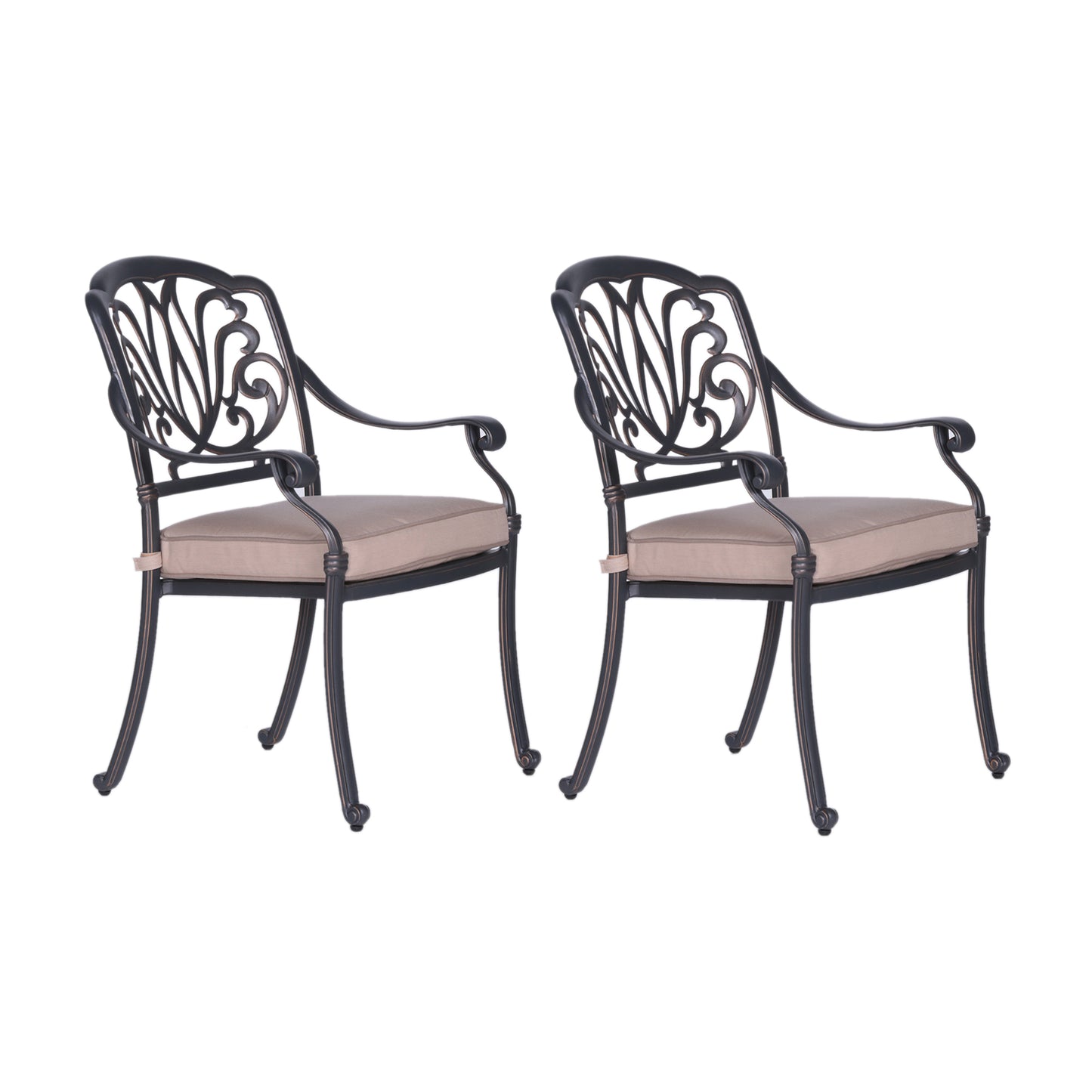 Savanna Patio Outdoor Aluminum Dining Armchair  (Set of 2) - Desert Sand
