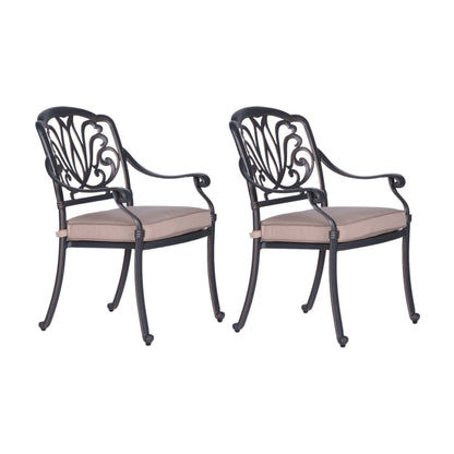 Savanna Patio Outdoor Aluminum Dining Armchair  (Set of 2) - Desert Sand