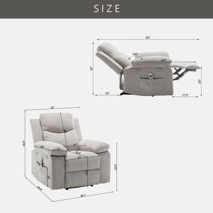 Aether Power Recliner Chair with Adjustable Massage Function - Beige
