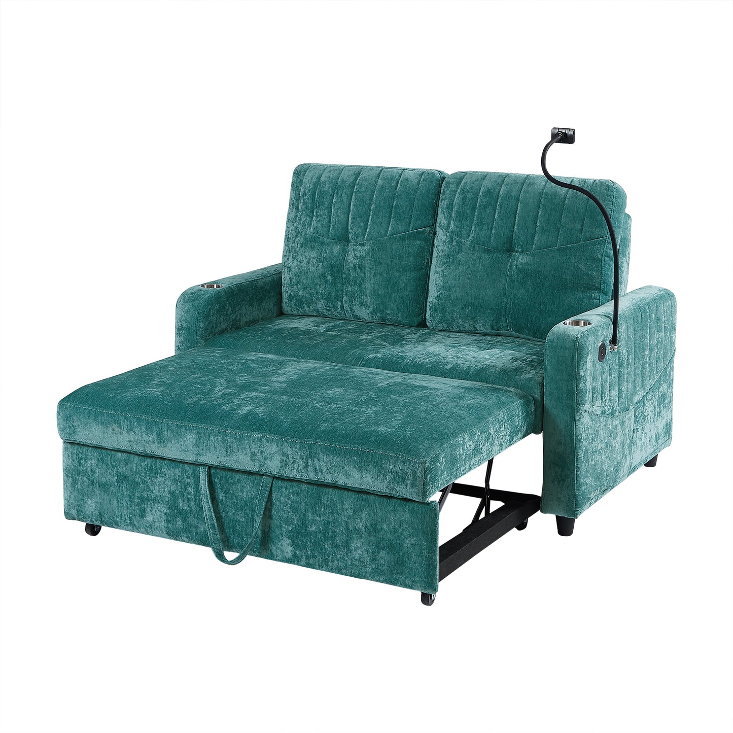 Rita Loveseat Pull-out Sofa Bed with Adjustable Backrest - Teal
