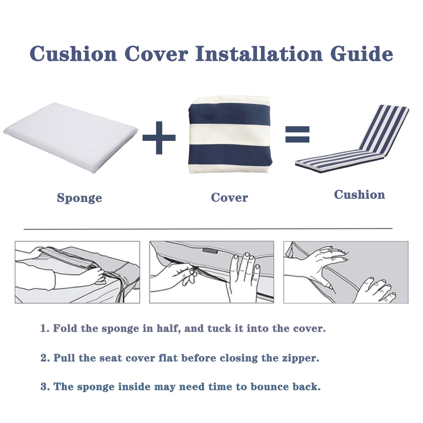 Lyons Outdoor Lounge Chair Cushion Replacement (Set of 2) - Blue striped