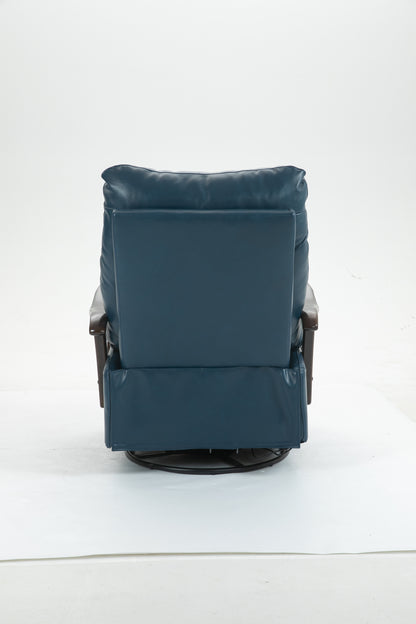 Berry Swivel Rocker Recliner Power Glider Chair with Solid Wood Armrests - Blue