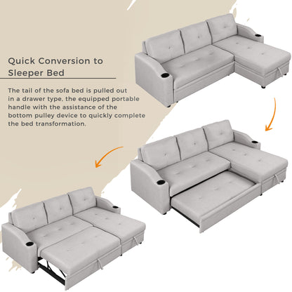 Oris Padded Pull Out Sofa Bed - Gray