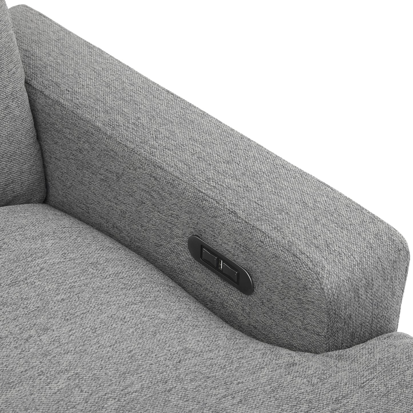 Emil Power Recliner Sofa Sectional with Storage - Grey