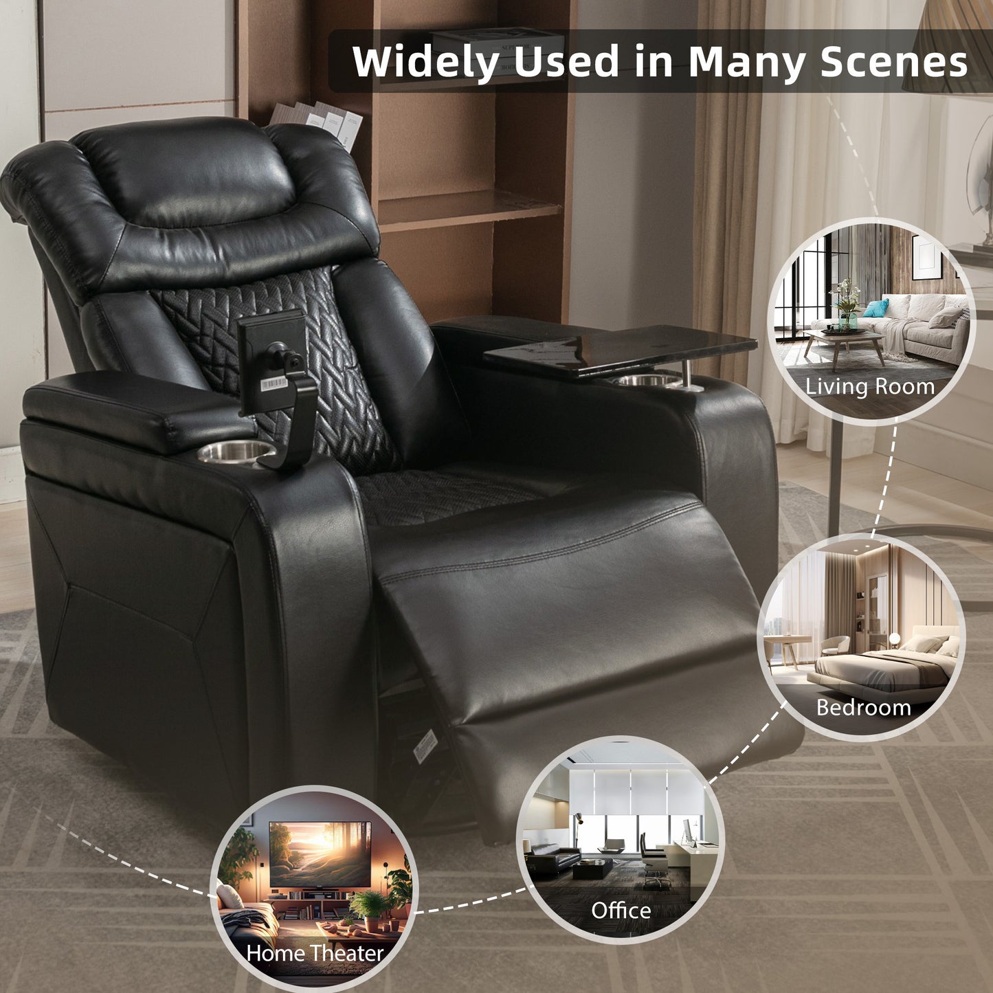 Comfort Max 270 Degree Swivel Power Recliner - Black
