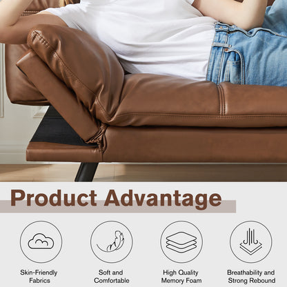 Futon Convertible Sofa Bed  - Brown PU