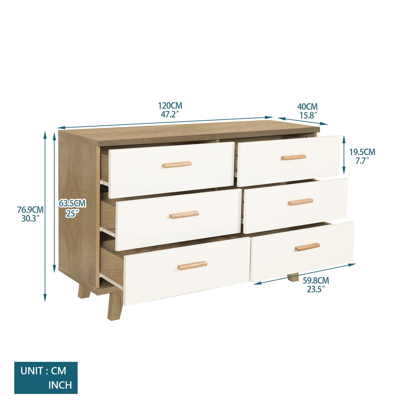 Olson Drawer Dresser Cabinet - White Oak