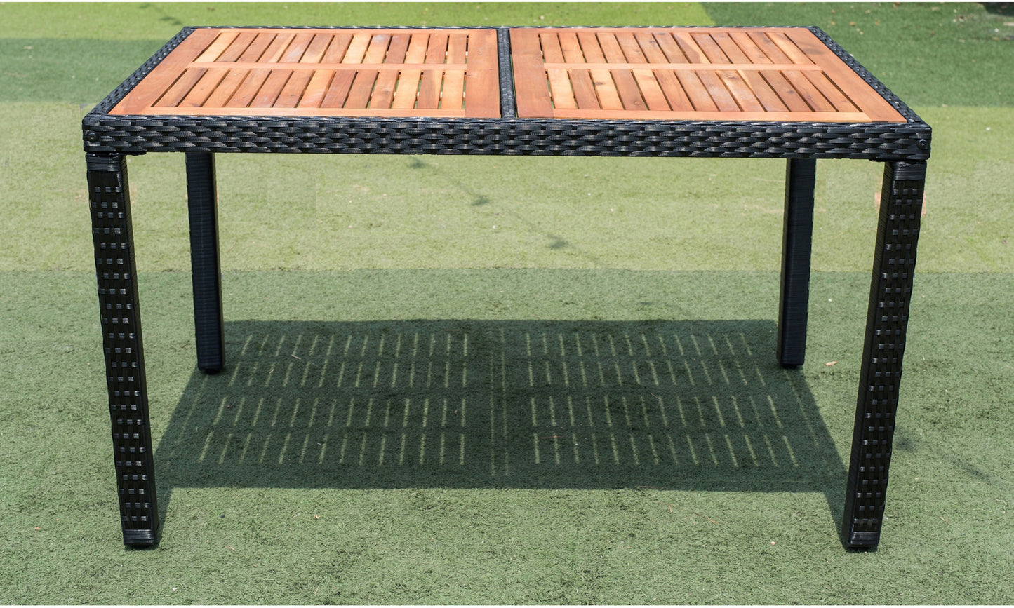 Shavon 7 Pc Outdoor Patio Wicker Dining Sett - Black