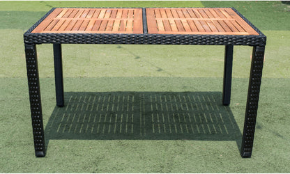 Shavon 7 Pc Outdoor Patio Wicker Dining Sett - Black
