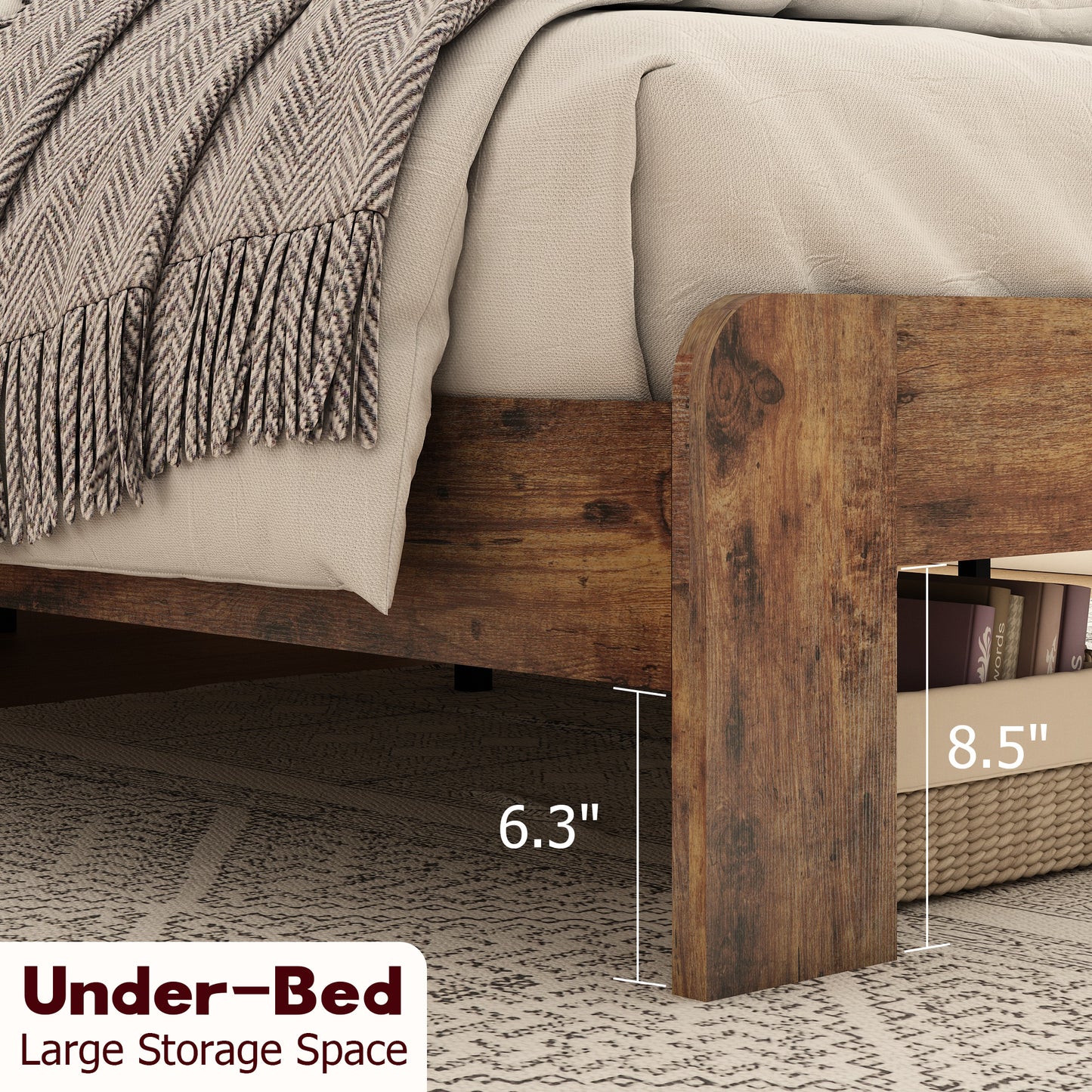 Kumo Full Size Wood Platform Bed Frame - Dark Brown