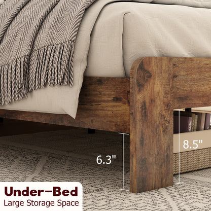 Kumo Full Size Wood Platform Bed Frame - Dark Brown