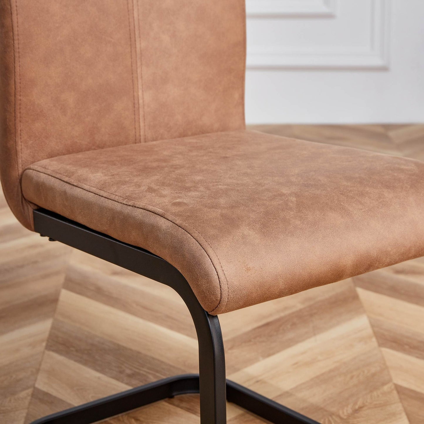 Alida Dining Chairs Metal Leg (Set of 2) - Brown