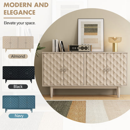 Celeste Convex Pattern Doors Sideboard Buffet - Almond