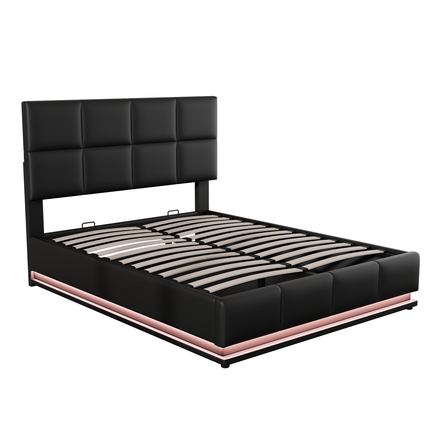 Lino Full Size PU Storage Bed w Hydraulic System - Black