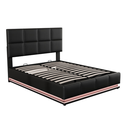Lino Full Size PU Storage Bed w Hydraulic System - Black