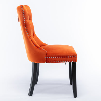 Nikki Velvet Dining Chair (Set of 2) - Orange
