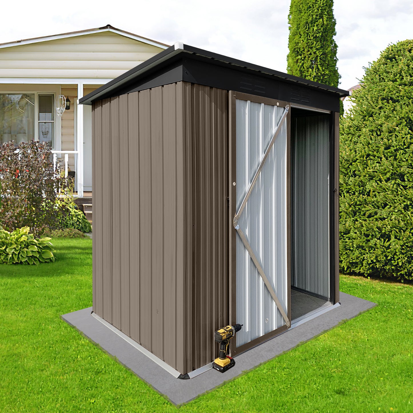 Morton 5 X 4 ft Metal Garden Sheds Outdoor Storage - Green