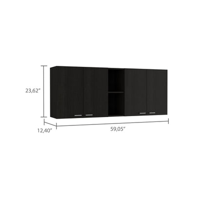 Portofino Double Door Wall Cabinet - Black