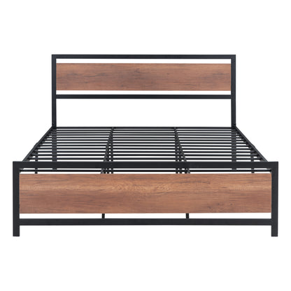 Quasar Queen Size Metal and Wood Platform Bed - Black