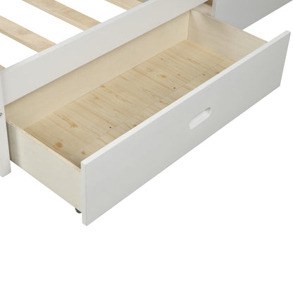 Cyril Twin Size Wood Platform Bed with Dual Drawers - White