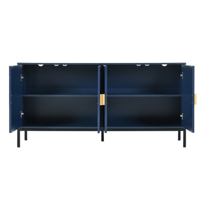 Exquisite Vertical-Striped Four-Door Sideboard - Navy Blue