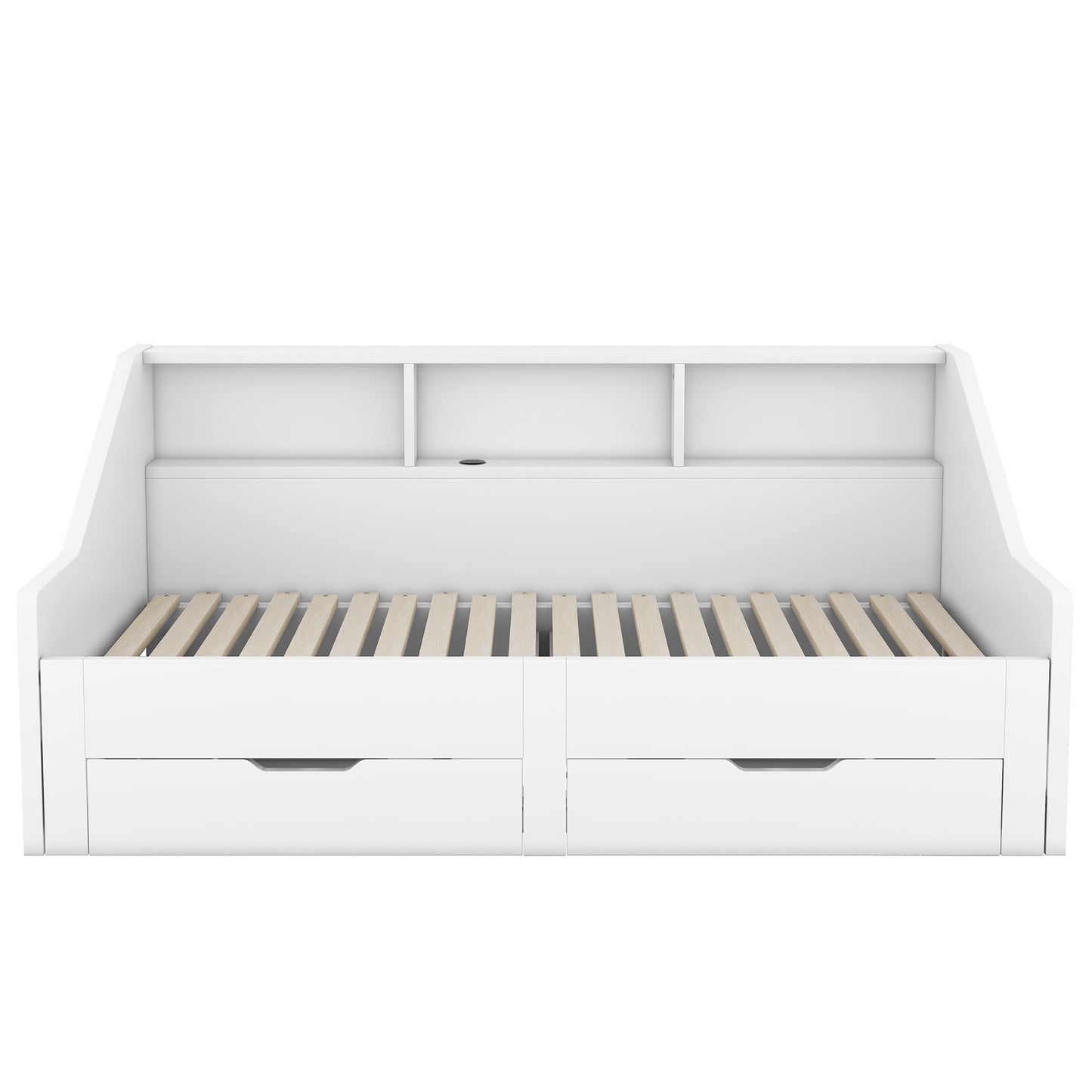 Zion Twin to King Size Daybed  with Storage Bookcases - White