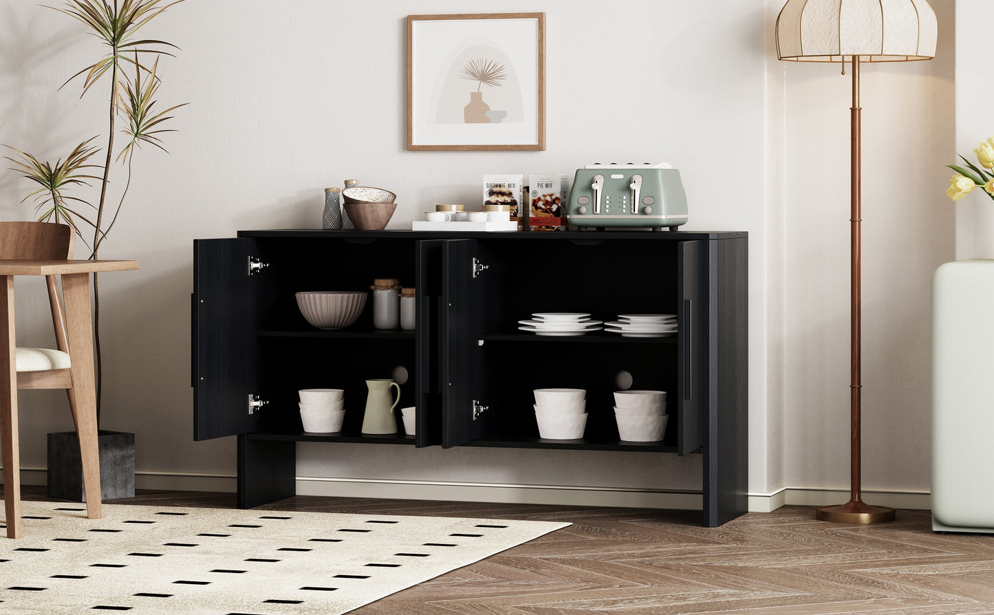Miya Retro Sideboard Buffet - Black