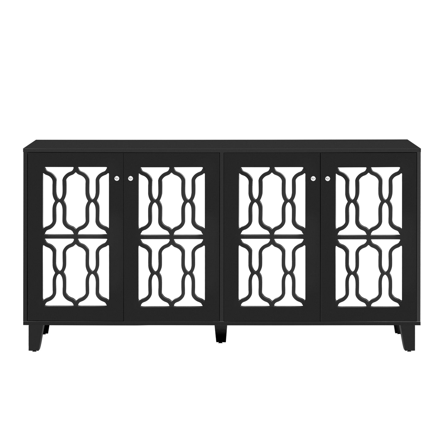 Hynes 4-Door Mirror Buffet Cabinet - Black