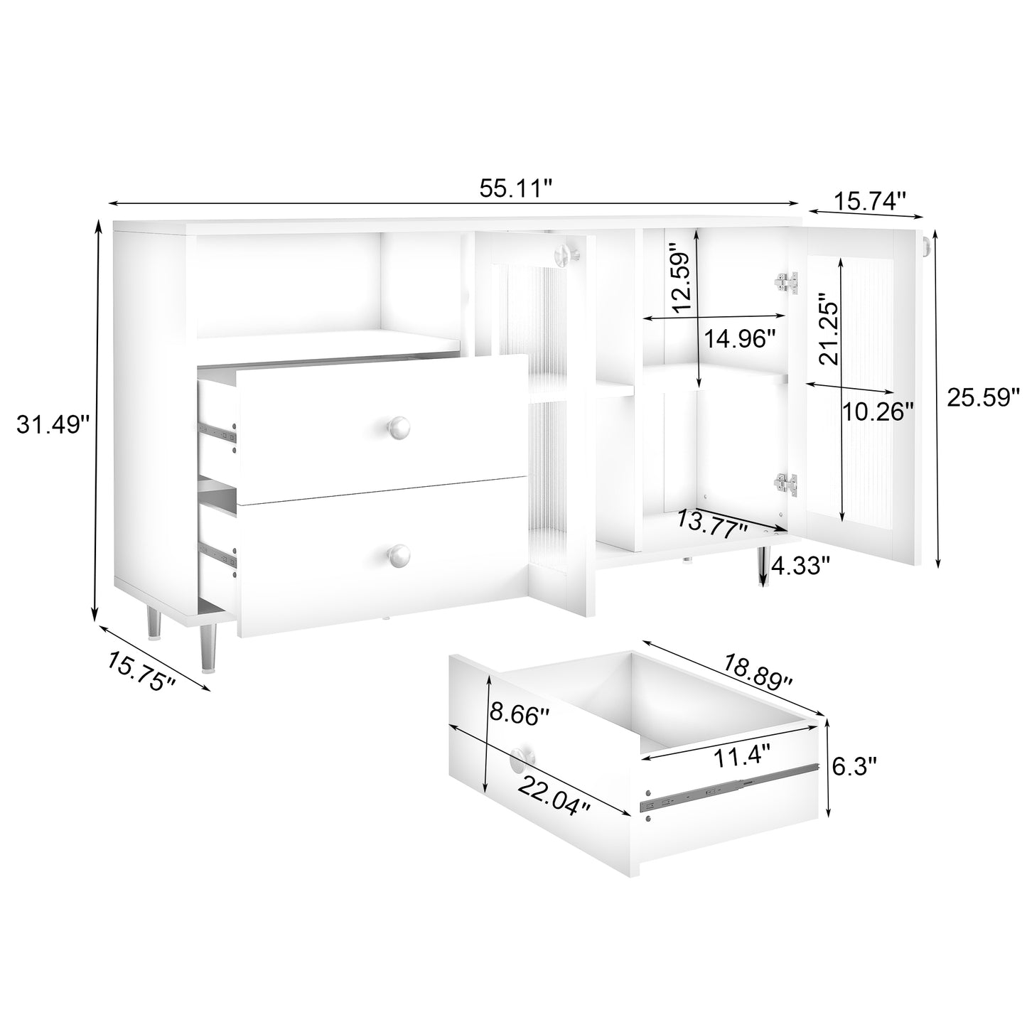 Abi Modern Minimalist Side Cabinets - White