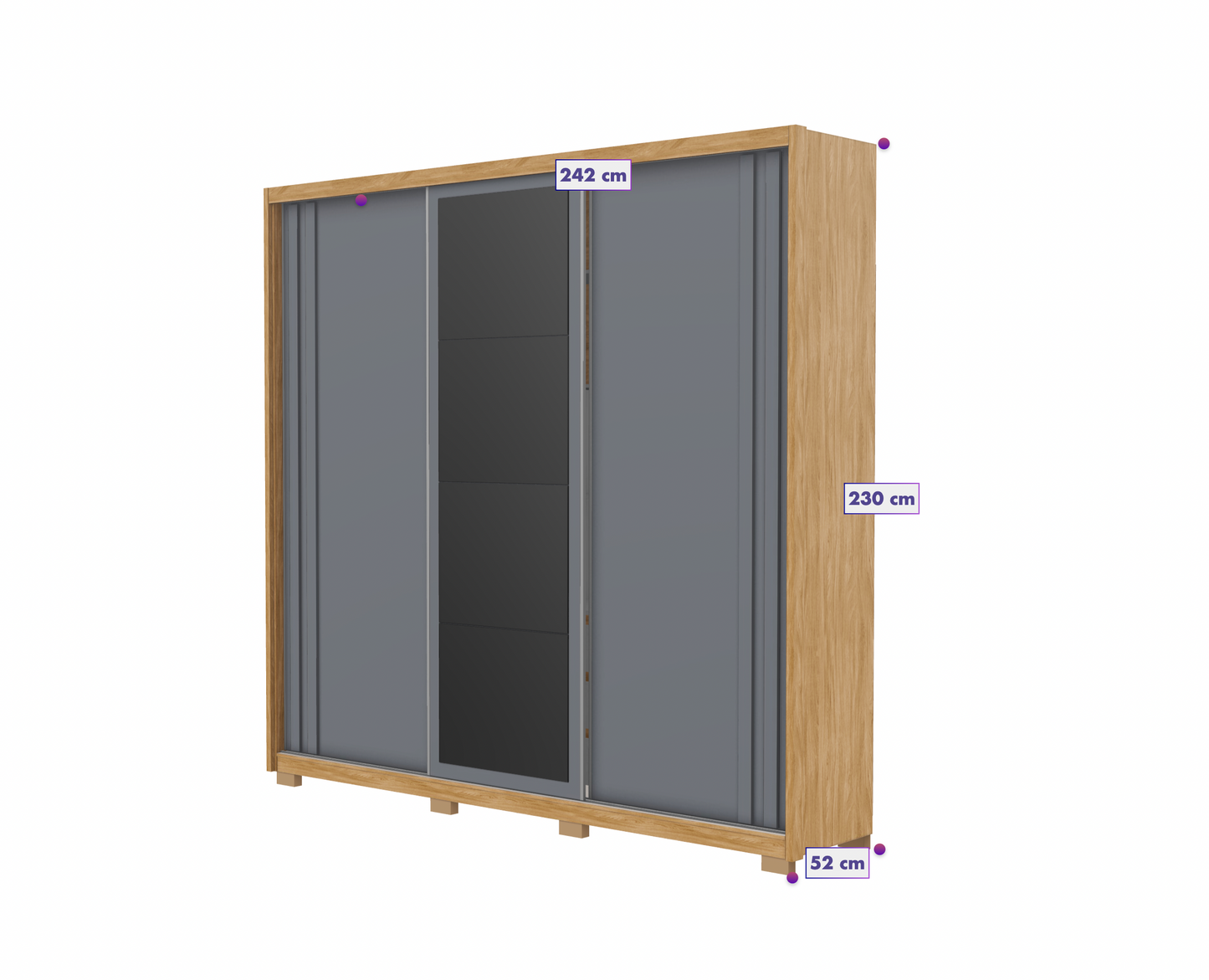 Wardrobe San Marino - Gray + Mirror